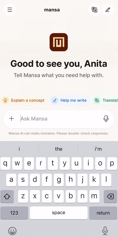 Mansa app interface